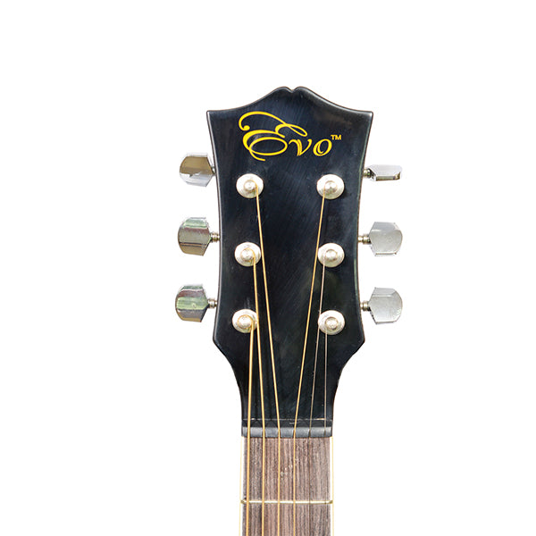 EVO SF38CEQ Black Acoustic Guitar With Pickup 38 Inch Beginner Guitar Pick Up Student Guitar Free Bag String Pick Strap