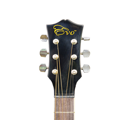 EVO SF38CEQ Black Acoustic Guitar With Pickup 38 Inch Beginner Guitar Pick Up Student Guitar Free Bag String Pick Strap