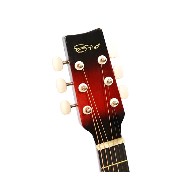 EVO T-38C Red Acoustic Guitar 38 Inch Beginner Guitar Student Guitar Free Bag String Pick Strap