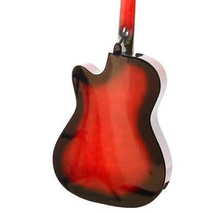 EVO T-38C Red Acoustic Guitar 38 Inch Beginner Guitar Student Guitar Free Bag String Pick Strap