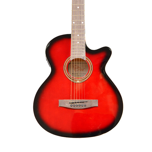 EVO SF38CEQ RED Acoustic Guitar With Pickup 38 Inch Beginner Guitar Pick Up Student Guitar Free Bag String Pick Strap