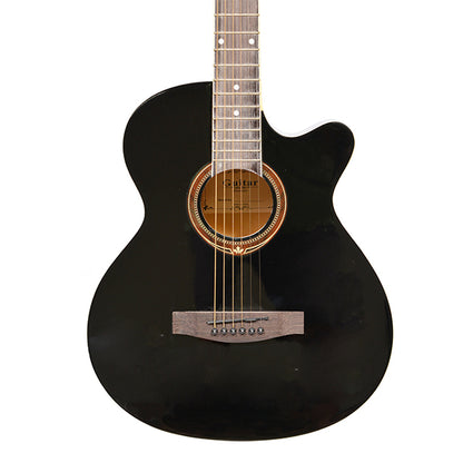 EVO SF38CEQ Black Acoustic Guitar With Pickup 38 Inch Beginner Guitar Pick Up Student Guitar Free Bag String Pick Strap