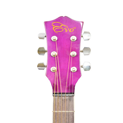 EVO SF38CEQ Purple Acoustic Guitar With Pickup 38 Inch Beginner Guitar Pick Up Student Guitar Free Bag String Pick Strap