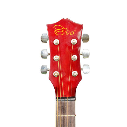 EVO SF38CEQ RED Acoustic Guitar With Pickup 38 Inch Beginner Guitar Pick Up Student Guitar Free Bag String Pick Strap