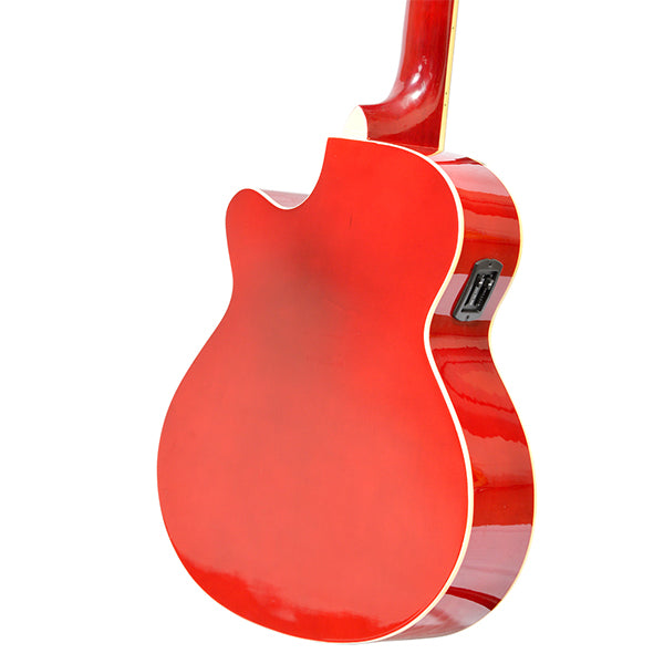 EVO SF38CEQ RED Acoustic Guitar With Pickup 38 Inch Beginner Guitar Pick Up Student Guitar Free Bag String Pick Strap