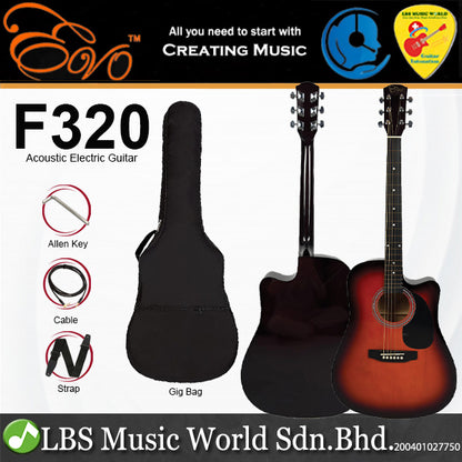 EVO F320CEQ Spruce Plywood Acoustic Electric Guitar with Pickup - Sunburst
