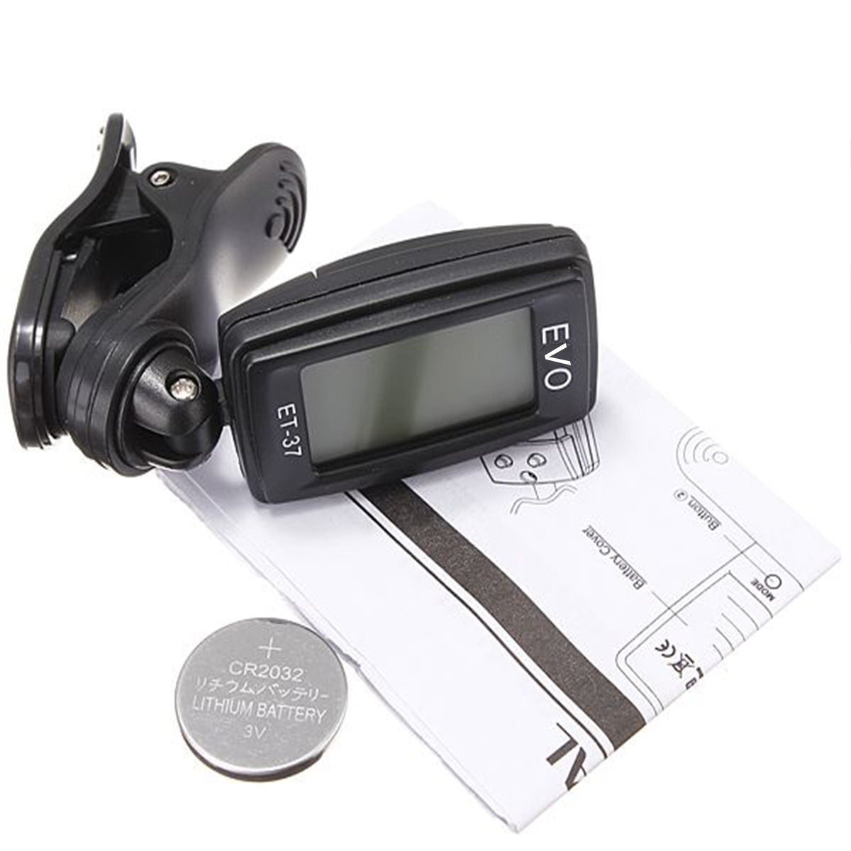 EVO ET-37 Digital Tuner Rotate Clip On Vibration Tuning Chromatic Guitar Violin Ukulele Bass