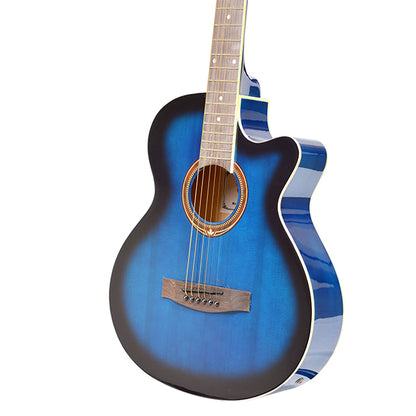EVO SF38CEQ Blue Acoustic Guitar With Pickup 38 Inch Beginner Guitar Pick Up Student Guitar Free Bag String Pick Strap