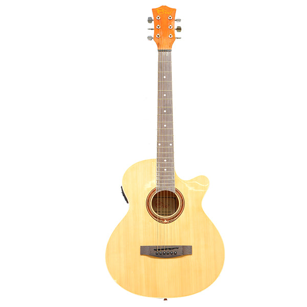 EVO SF38CEQ Natural Acoustic Guitar With Pickup 38 Inch Beginner Guitar Pick Up Student Guitar Free Bag String Pick Strap