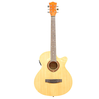 EVO SF38CEQ Natural Acoustic Guitar With Pickup 38 Inch Beginner Guitar Pick Up Student Guitar Free Bag String Pick Strap