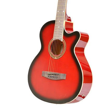 EVO SF38CEQ RED Acoustic Guitar With Pickup 38 Inch Beginner Guitar Pick Up Student Guitar Free Bag String Pick Strap