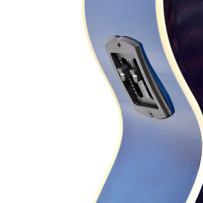 EVO SF38CEQ Blue Acoustic Guitar With Pickup 38 Inch Beginner Guitar Pick Up Student Guitar Free Bag String Pick Strap