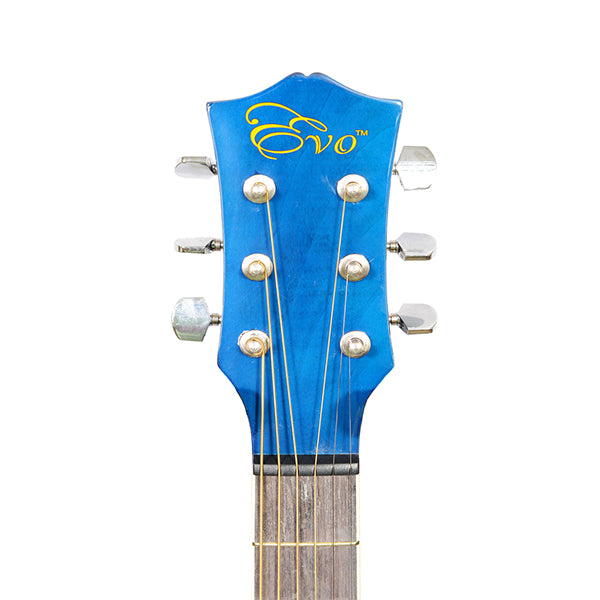EVO SF38CEQ Blue Acoustic Guitar With Pickup 38 Inch Beginner Guitar Pick Up Student Guitar Free Bag String Pick Strap