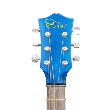 EVO SF38CEQ Blue Acoustic Guitar With Pickup 38 Inch Beginner Guitar Pick Up Student Guitar Free Bag String Pick Strap