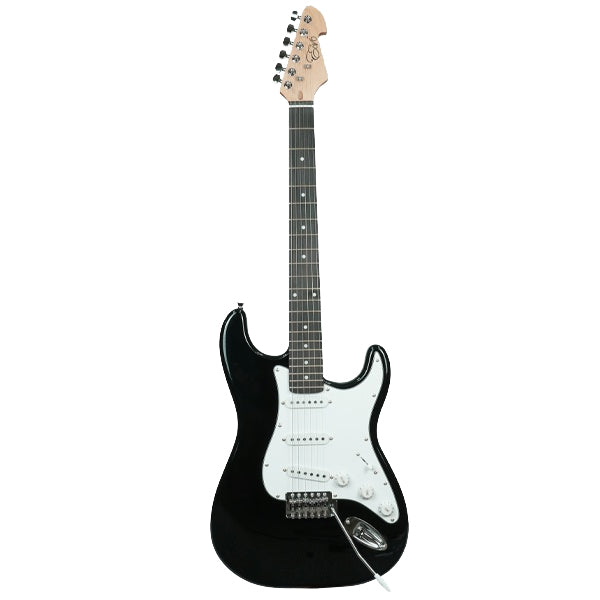 Evo X-1 Stratocaster Electric Guitar Linden Wood Body with Amplifier Package Black (X1 BK)