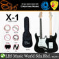 Evo X-1 Stratocaster Electric Guitar Linden Wood Body with Amplifier Package Black (X1 BK)