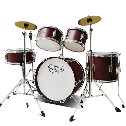 Evo 5 Pieces Junior Drum Kit Compact Complete Set with Hardware Cymbals Throne