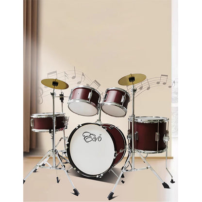 Evo 5 Pieces Junior Drum Kit Compact Complete Set with Hardware Cymbals Throne