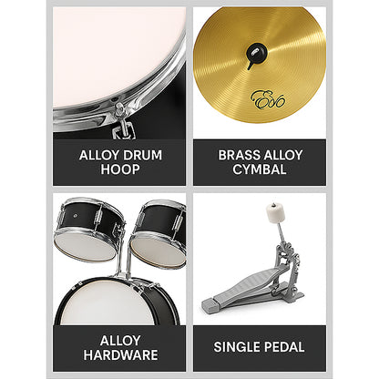 Evo 5 Pieces Junior Drum Kit Compact Complete Set with Hardware Cymbals Throne
