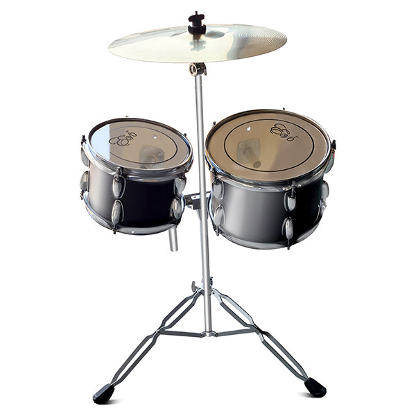 Evo 7 Pieces Acoustic Drum Complete Set with 22 Inch Bass Drum and 4 Cymbals - Black with Wood Grain Finish