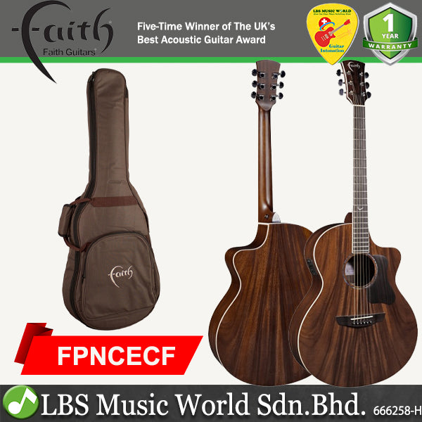 Faith FPNCECF Nexus Neptune Baby Jumbo Acoustic Electric Guitar with Padded Bag - Coffee Brown