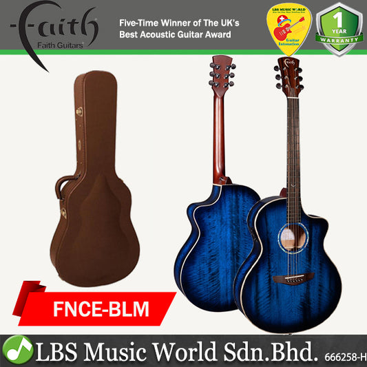 Faith FNCEBLM Blue Moon Neptune Solid Figured Java Mango Electric Acoustic Guitar With Hardcase