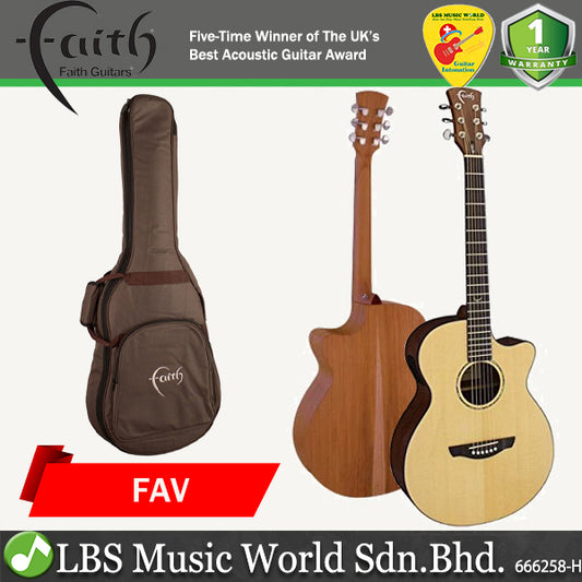 Faith FAV Solid Spruce Top Venus Concert Apollo Series Acoustic Electric Guitar with Gigbag - Gloss