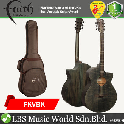 Faith FKVBK Naked Venus Cutaway Solid Engelmann Spruce Top Acoustic Electric Guitar with Gigbag - Black Stain