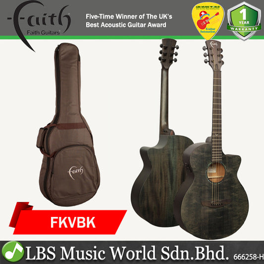 Faith FKVBK Naked Venus Cutaway Solid Engelmann Spruce Top Acoustic Electric Guitar with Gigbag - Black Stain