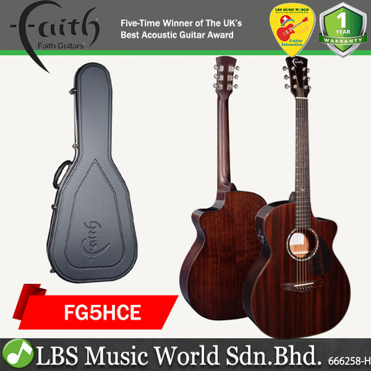Faith FG5HCE PJE Legacy Dark Roast Earth OM Cutaway  Solid African Mahogany Acousic Elecric Guitar