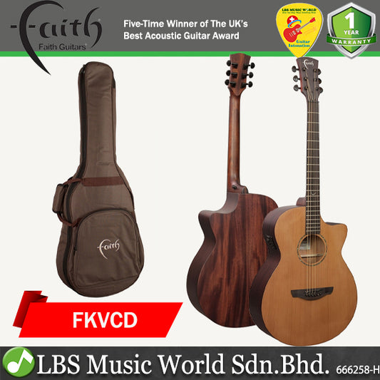 Faith FKVCD Naked Venus Cutaway Solid Cedar Top Acoustic Electric Guitar with Gigbag