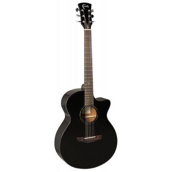 Faith FAVBK Solid Spruce Top Concert Cutaway Venus Apollo Series Acoustic Electric Guitar with Gigbag - Black