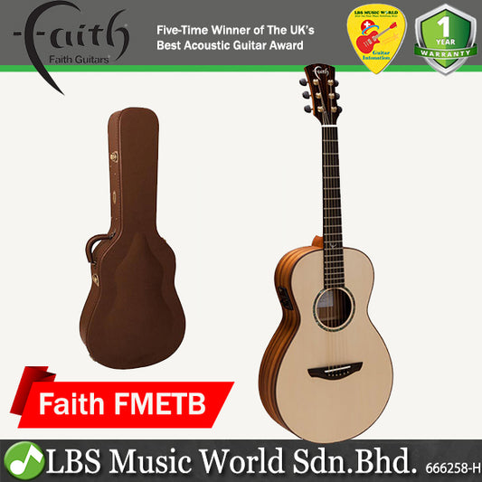 Faith FMETB Trembesi Mercury Electro Parlour  Full Solid Acoustic Guitar with Case
