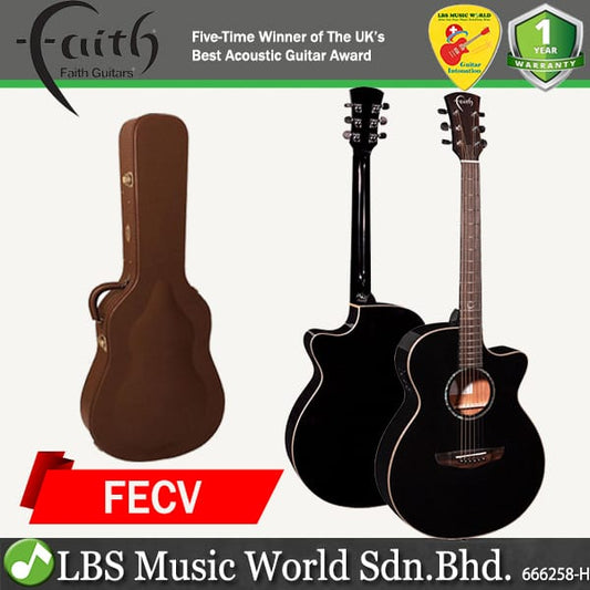 Faith FECV Eclipse Venus Cutaway Electro Full Solid Acoustic Electric Guitar Pickup with Case