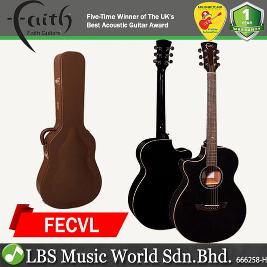 Faith FECVL Eclipse Venus Cutaway Electro Lefthanded Full Solid Acoustic Electric Guitar Pickup with Case