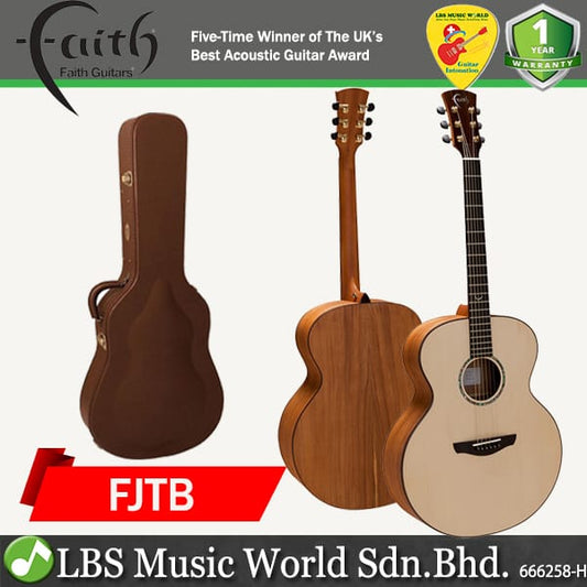Faith FJTB Trembesi Jupiter Full Bodied Jumbo Solid Acoustic Guitar with Case