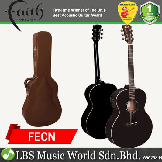 Faith FECN Eclipse Neptune Electro Full Sized Jumbo Solid Acoustic Electric Guitar Pickup with Case
