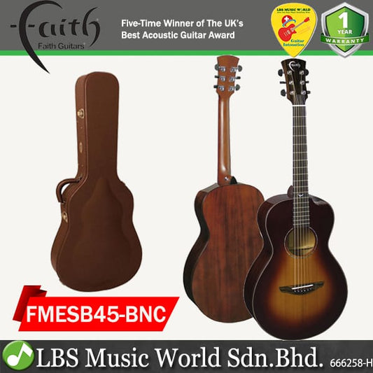 Faith FMESB45-BNC Classic Burst Mercury Electro Parlour Full Solid Acoustic Electric Guitar Fishman Pickup with Case