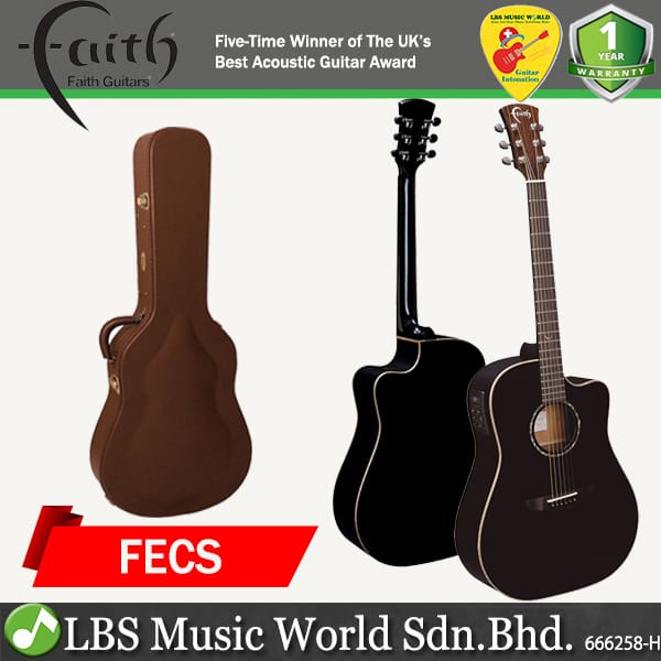 Faith FECS Eclipse Saturn Cutaway Electro Dreadnought Solid Mahogany Acoustic Electric Guitar Fishman INK3 Pickup with Case