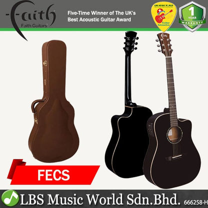 Faith FECS Eclipse Saturn Cutaway Electro Dreadnought Solid Mahogany Acoustic Electric Guitar Fishman INK3 Pickup with Case