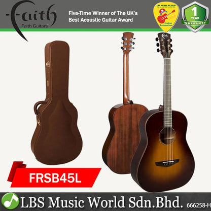 Faith FRSB45L Classic Burst Mars Drop Dreadnought Lefthanded Full Solid Acoustic Guitar with Case