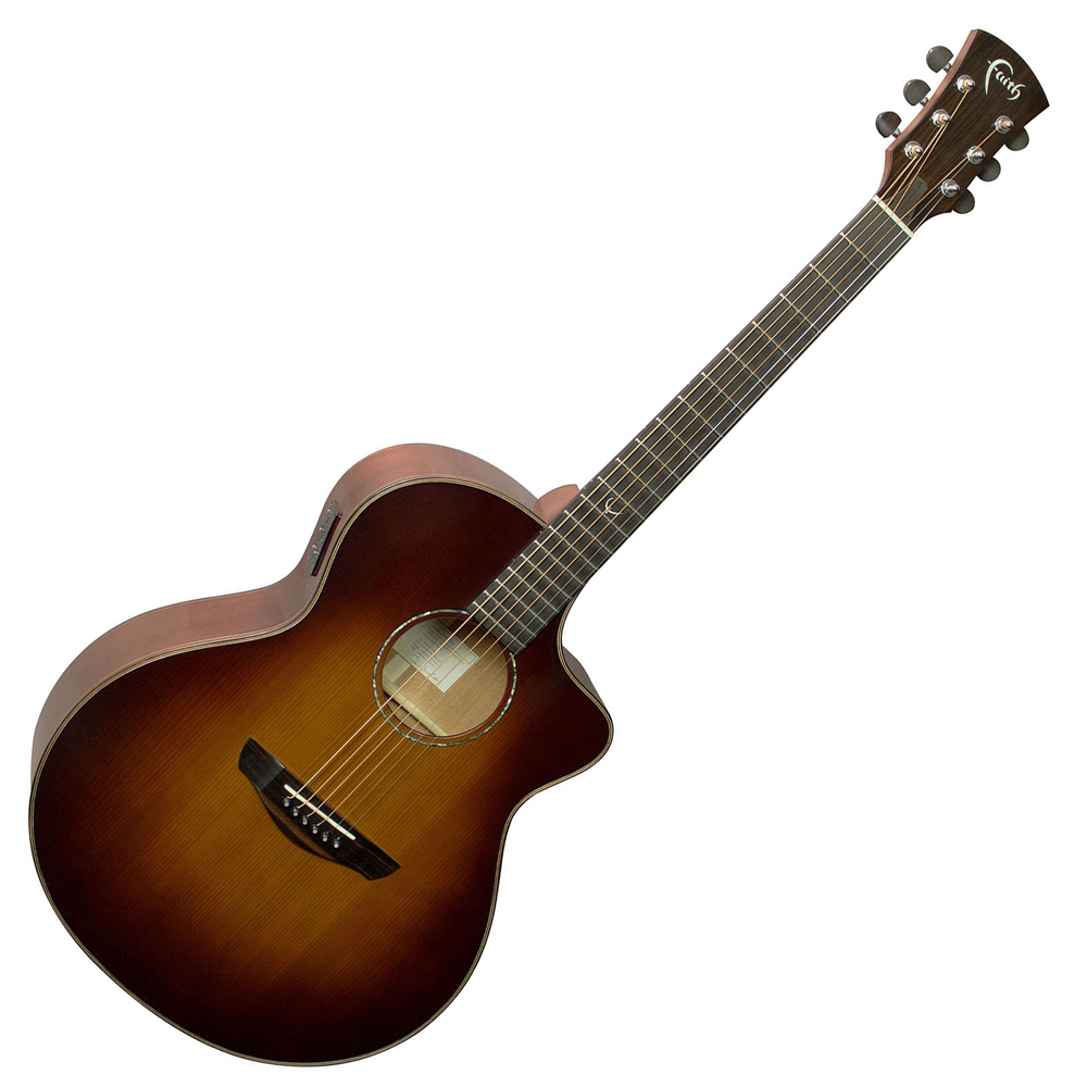 Faith FNCESB45 Classic Burst Neptune Cutaway Electro Saluda Baby Jumbo Full Solid Acoustic Electric Guitar INK3 Pickup with Case
