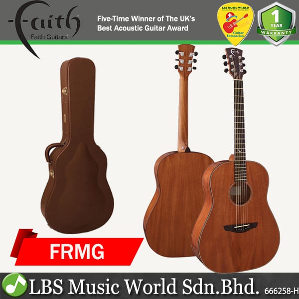 Faith FRMG Mars Drop Shoulder Dreadnought Kanuga Full Solid Mahogany Acoustic Guitar with Case