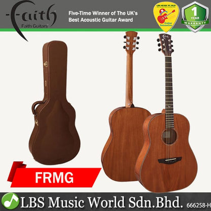 Faith FRMG Mars Drop Shoulder Dreadnought Kanuga Full Solid Mahogany Acoustic Guitar with Case
