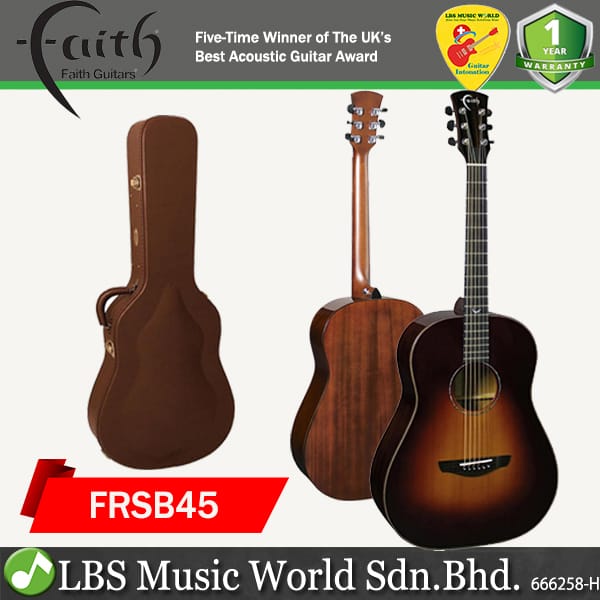 Faith FRSB45 Classic Burst Mars Drop Dreadnought Full Solid Acoustic Guitar with Case