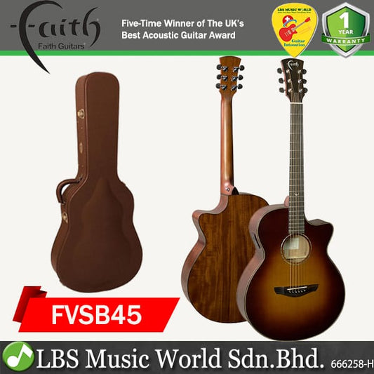 Faith FVSB45 Classic Burst Venus Cutaway Electro Acoustic Electric Guitar Fishman INK3 Pickup with Case