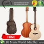 Faith FKNE Natural Naked Neptune Electro Saluda Baby Jumbo Full Solid Acoustic Electric Guitar Fishman Pickup with Case