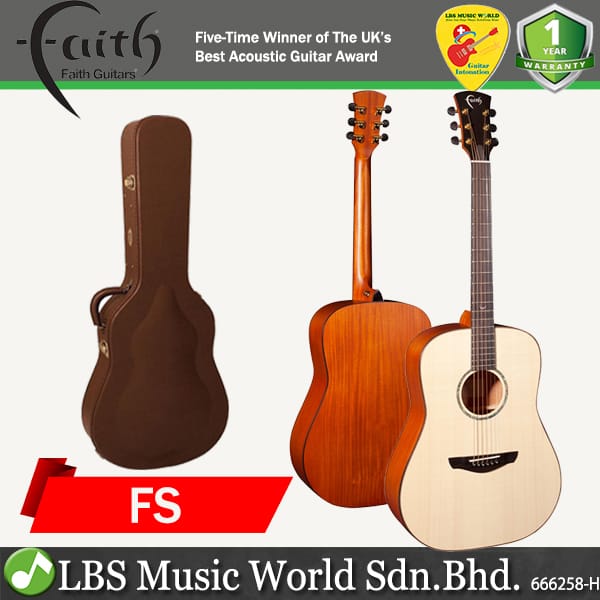 Faith FS Natural Saturn Dreadnought Full Solid Acoustic Guitar with Case