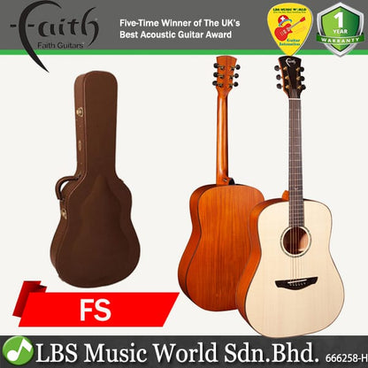 Faith FS Natural Saturn Dreadnought Full Solid Acoustic Guitar with Case