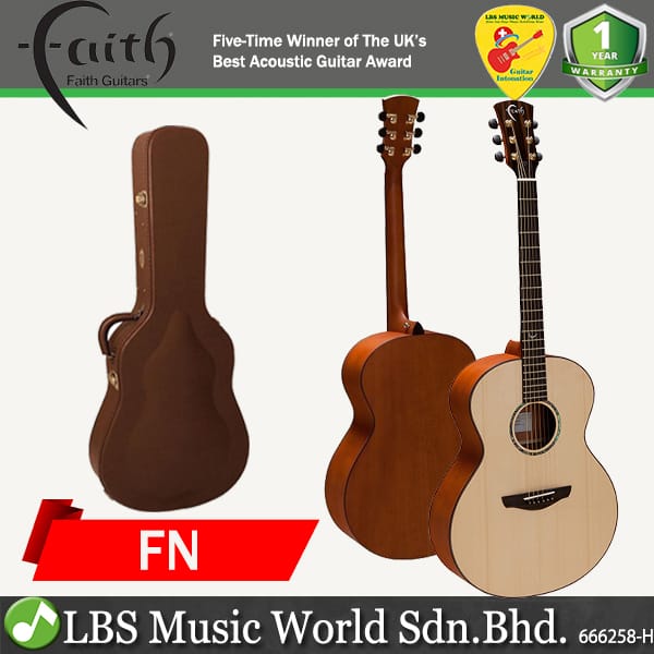 Faith FN Natural Neptune Saluda Full Size Jumbo Solid Acoustic Guitar with Case
